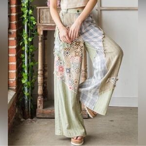 Oli & Hali Multicolor Patchwork Wide-Leg Pants